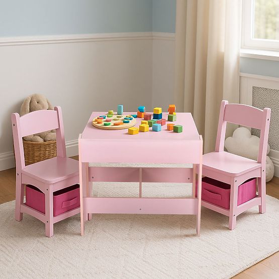 Kindermöbelset Tisch + 2 Stühle Tafel rosa ECOTOYS