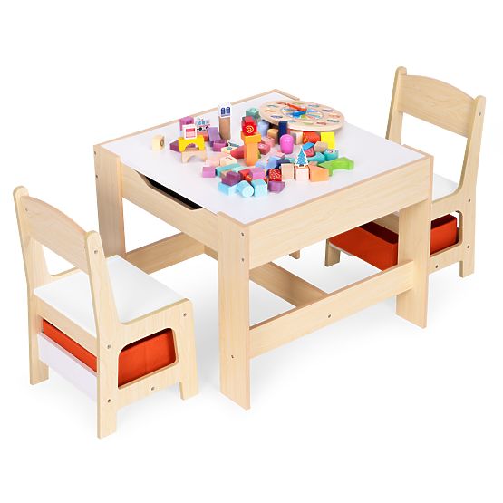 Kinder-Möbelset Tisch + 2 Stühle mit Tafel ECOTOYS