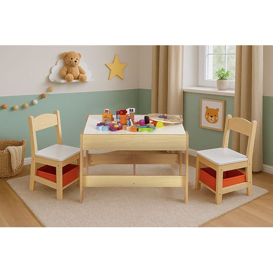 Kinder-Möbelset Tisch + 2 Stühle mit Tafel ECOTOYS