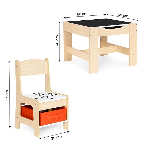 Kinder-Möbelset Tisch + 2 Stühle mit Tafel ECOTOYS