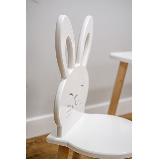 Kindertisch mit Stühlen - Hase - weiß