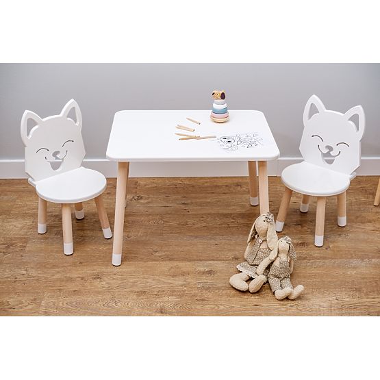 Kindertisch mit Stühlen - Fuchs - weiß