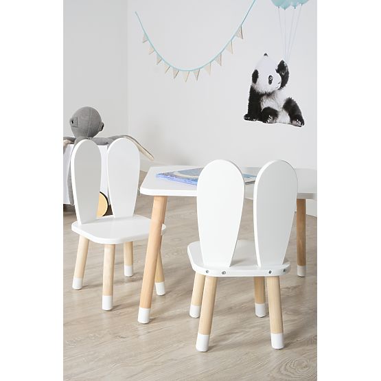 Kindertisch mit Stühlen - Öhrchen - weiß