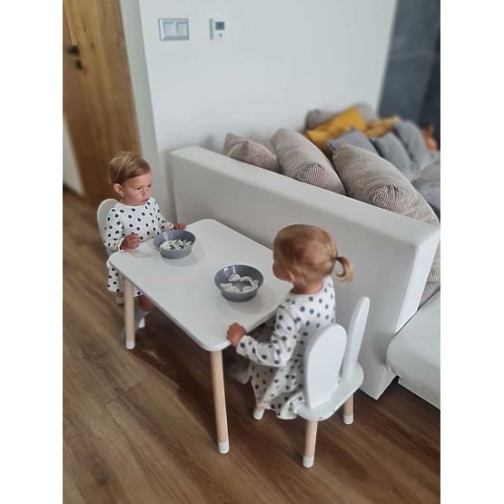 Kindertisch mit Stühlen - Öhrchen - weiß