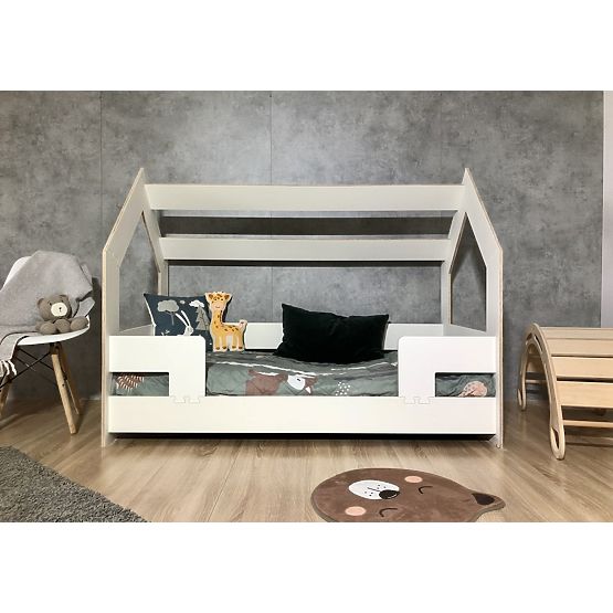 Kinderbett Hausbett Puzzle 160x80 - weiß