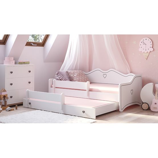 Doppelbett EMMA mit Schublade und Schutzgitter 160x80 grau