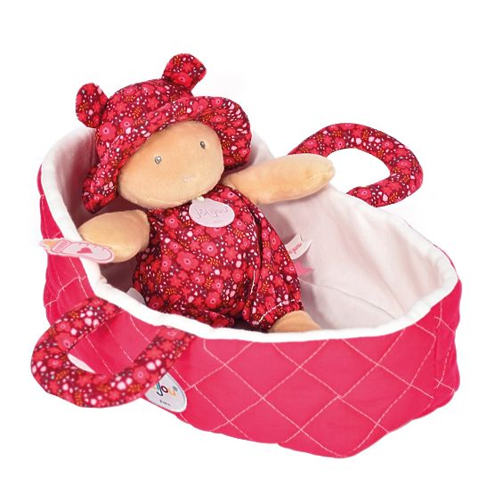 Doudou Jolijou Puppe in rosa Tragetasche 20 cm