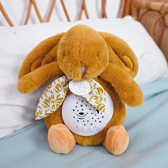 Doudou Spieluhr mit Projektion Häschen braun