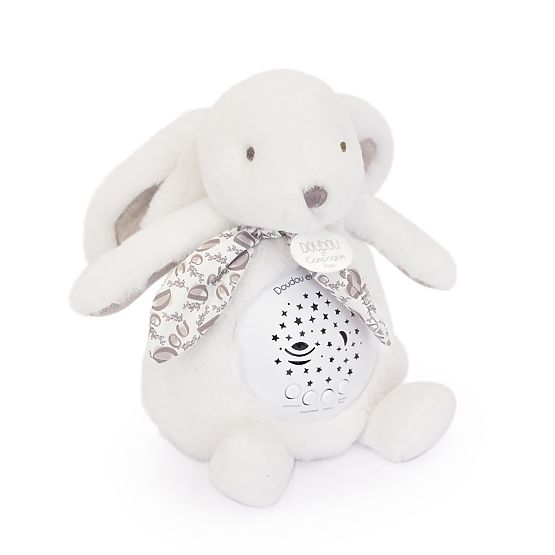 Doudou Spieluhr mit Projektion Weißer Hase