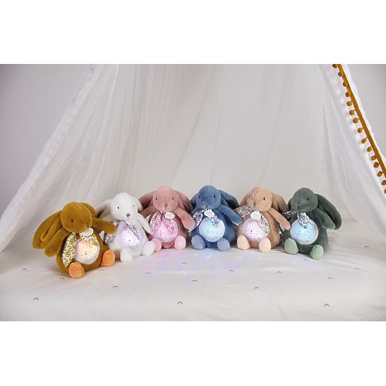 Doudou Spieluhr mit Projektion Weißer Hase