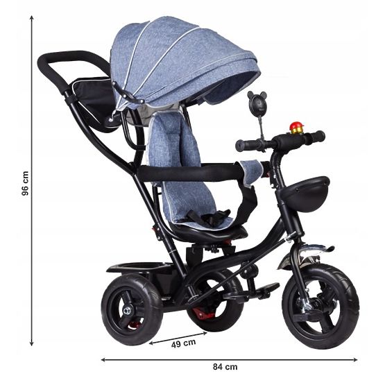Dreirad Dusty mit anleitung Stange a drehen sitz - blaugrau