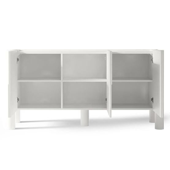 Dreitürige Kommode Lunaria mit gefräster Front, weiß