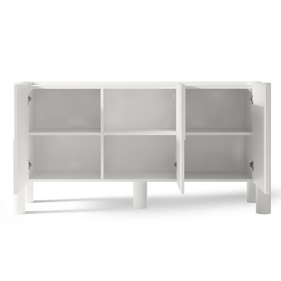 Dreitürige Kommode Lunaria mit gefräster Front, weiß