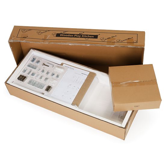 Große weiße-goldene Holzküche für Kinder ECOTOYS