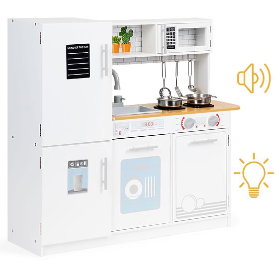 Holzküche für Kinder LED Licht + Töpfe ECOTOYS