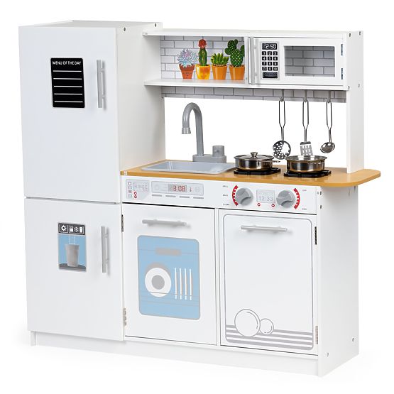 Holzküche für Kinder LED Licht + Töpfe ECOTOYS