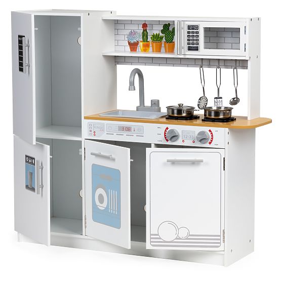 Holzküche für Kinder LED Licht + Töpfe ECOTOYS