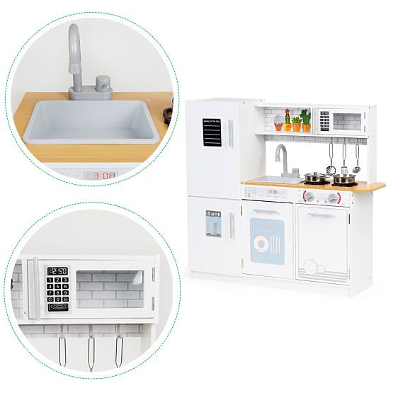 Holzküche für Kinder LED Licht + Töpfe ECOTOYS