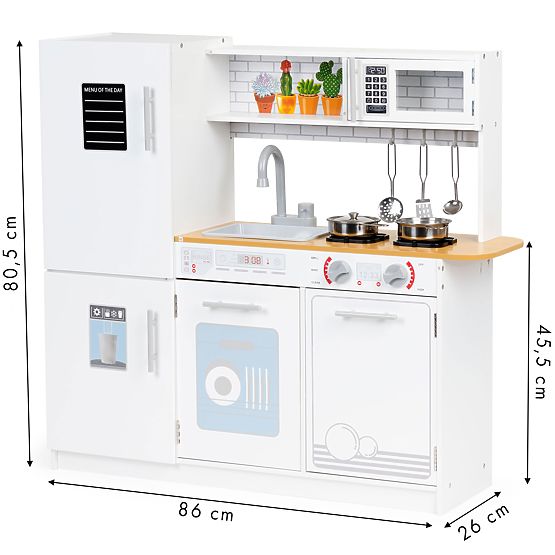 Holzküche für Kinder LED Licht + Töpfe ECOTOYS