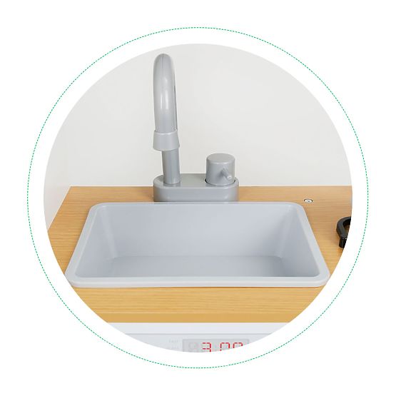 Holzküche für Kinder LED Licht + Töpfe ECOTOYS