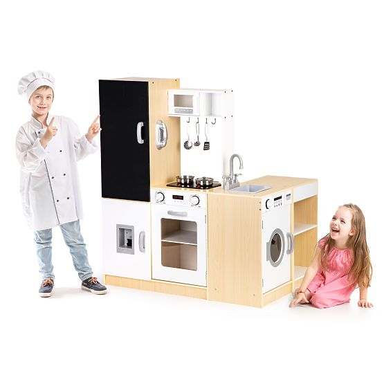Holzküche für Kinder, separate XXL-Segmente, Tafel + LED ECOTOYS