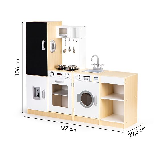 Holzküche für Kinder, separate XXL-Segmente, Tafel + LED ECOTOYS