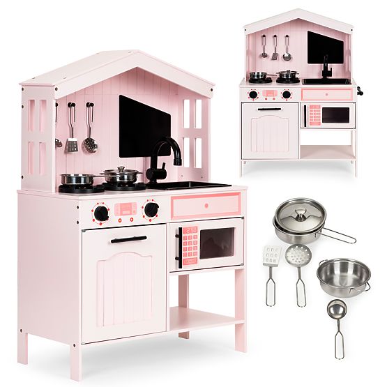 Holzküche für Kinder Ofen Brenner Mikrowelle Zubehör ECOTOYS