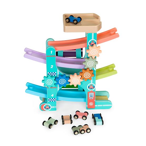 Dřevěná skluzavka pro autíčka s činely