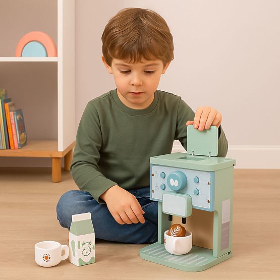 Holz-Kinderkaffeemaschine Barista-Set 8-teilig ECOTOYS