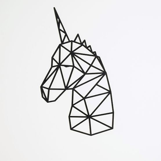 Geometrische Malerei aus Holz - Einhorn - verschiedene Farben Farbe: Schwarz