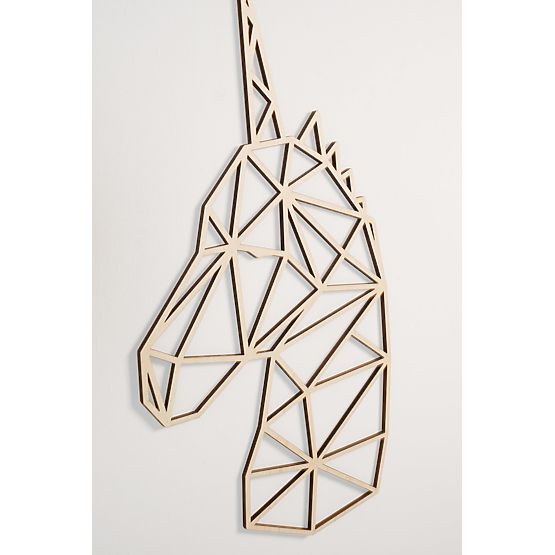 Geometrische Malerei aus Holz - Einhorn - verschiedene Farben Farbe: Natur