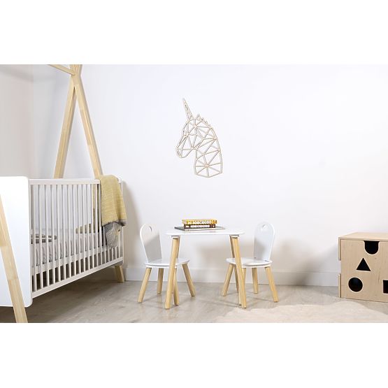 Geometrische Malerei aus Holz - Einhorn - verschiedene Farben Farbe: Natur