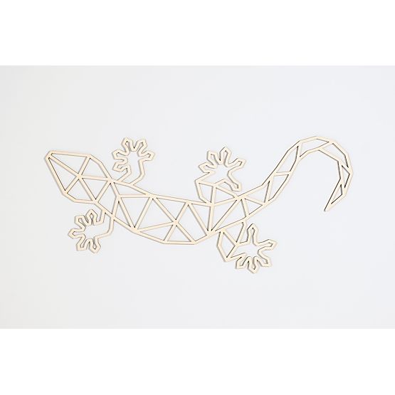 Geometrische Malerei aus Holz - Eidechse - verschiedene Farben Farbe: Natur