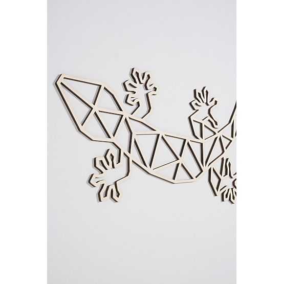 Geometrische Malerei aus Holz - Eidechse - verschiedene Farben Farbe: Natur