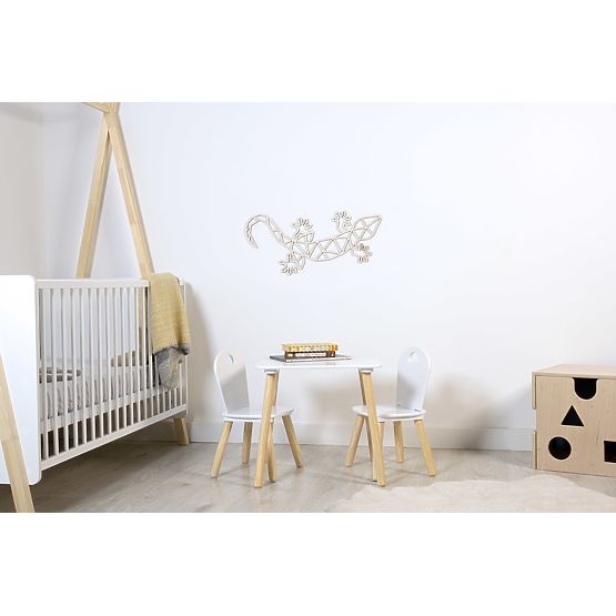 Geometrische Malerei aus Holz - Eidechse - verschiedene Farben Farbe: Natur