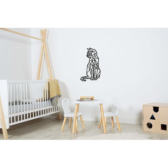 Geometrische Malerei aus Holz - Katze - verschiedene Farben Farbe: Schwarz