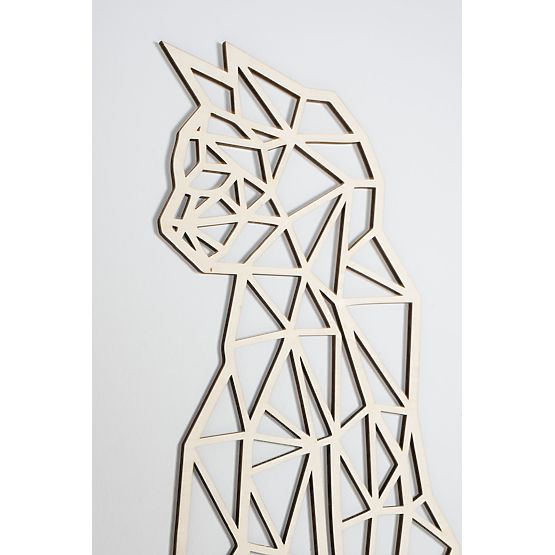 Geometrische Malerei aus Holz - Katze - verschiedene Farben Farbe: Natur