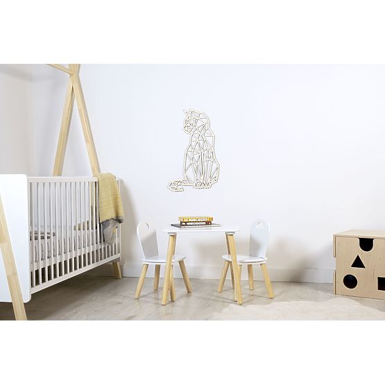 Geometrische Malerei aus Holz - Katze - verschiedene Farben Farbe: Natur