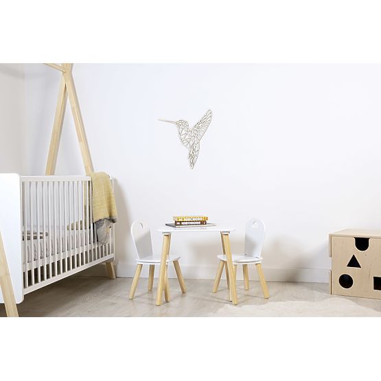 Geometrische Malerei aus Holz - Kolibri - verschiedene Farben Farbe: Natur