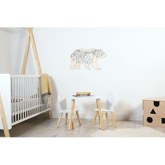 Geometrische Malerei aus Holz - Bärengebirge - verschiedene Farben Farbe: Natur