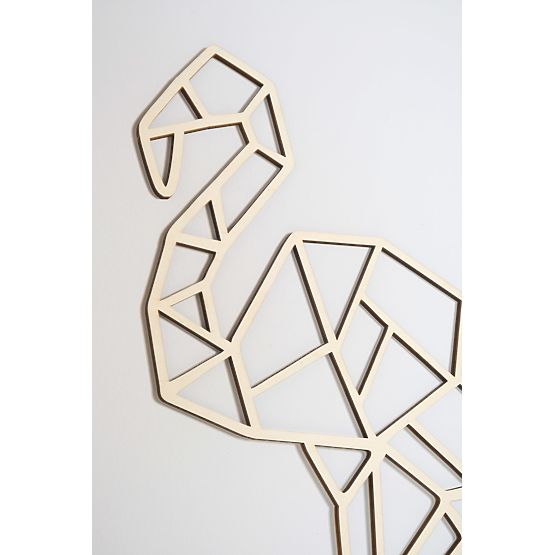 Geometrische Malerei aus Holz - Flamingo - verschiedene Farben Farbe: Natur
