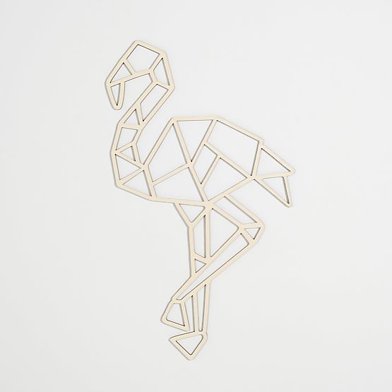 Geometrische Malerei aus Holz - Flamingo - verschiedene Farben Farbe: Natur