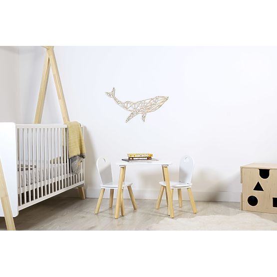 Geometrische Malerei aus Holz - Wal - verschiedene Farben Farbe: Natur