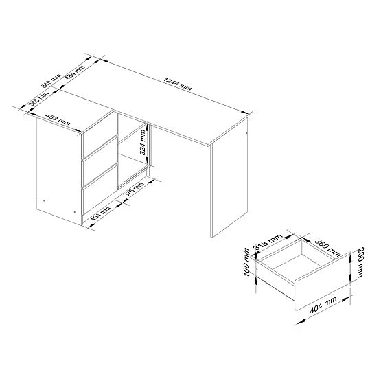 ECKSCHREIBTISCH B16 CLP LINKS EICHE ARTISAN