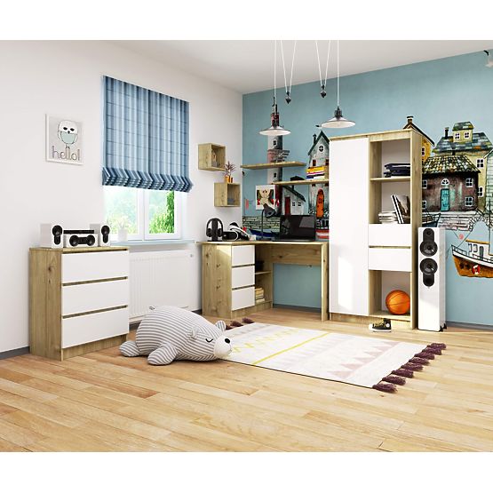 ECKSCHREIBTISCH B16 CLP LINKS EICHE ARTISAN / WEISS