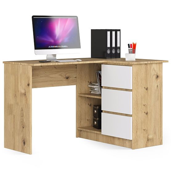 ECKSCHREIBTISCH B16 CLP RECHTS ARTISAN EICHE / WEISS