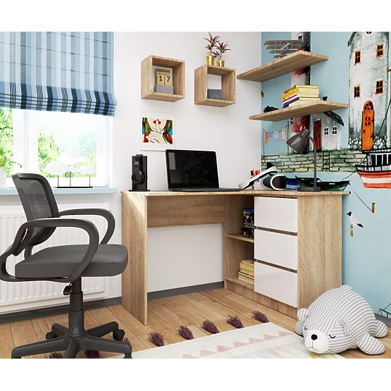 ECKSCHREIBTISCH B16 CLP RECHTS PK SONOMA / WEISS