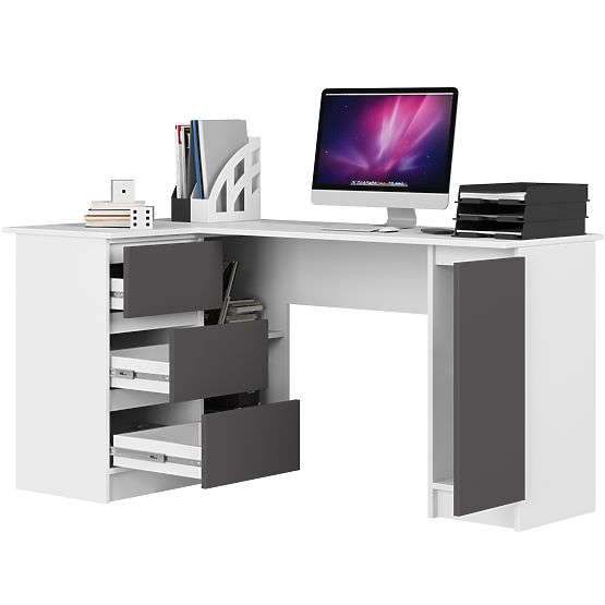 ECKSCHREIBTISCH B20 CLP LINKS PK WEISS / GRAU