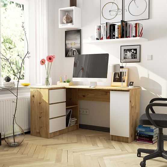 ECKSCHREIBTISCH B20 CLP LINKSAUSRICHTUNG PK EICHE ARTISAN / WEISS