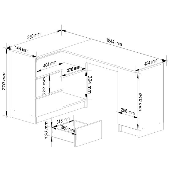 ECKSCHREIBTISCH B20 CLP LINKSHÄNDER PK EICHE ARTISAN